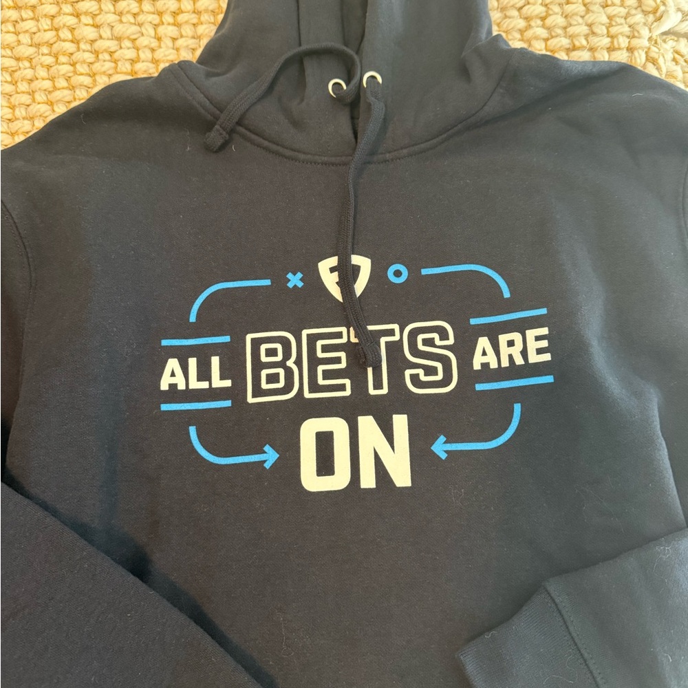 *NEW Black Hoodie with Blue and White Graphic